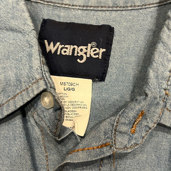 Mens Wrangler Denim Pearl Snap - Picture 2 of 3